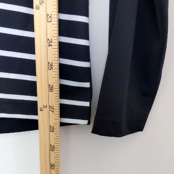 NEW Men's Levelwear Athletic Black w/White Striped Long Sleeve Zip Golf Shirt M - Picture 3 of 9